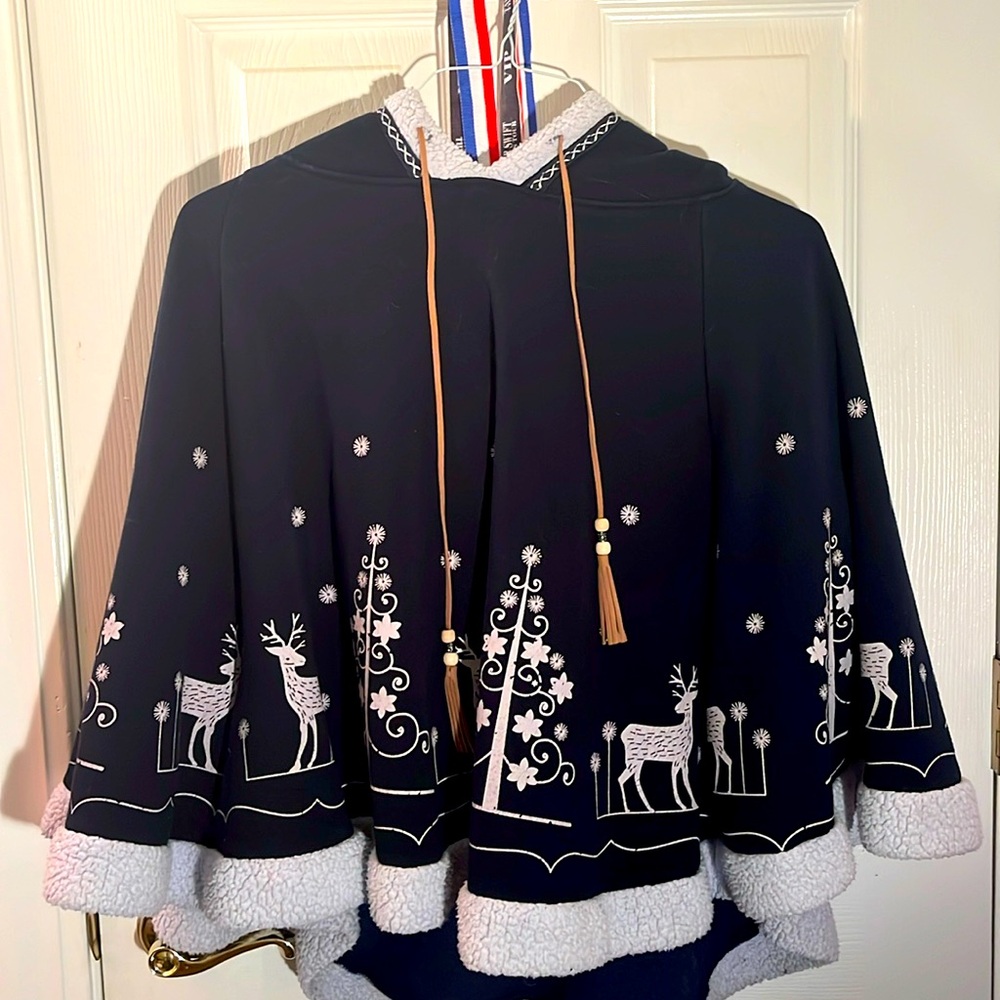 Navy Women’s Festive Sherpa Poncho